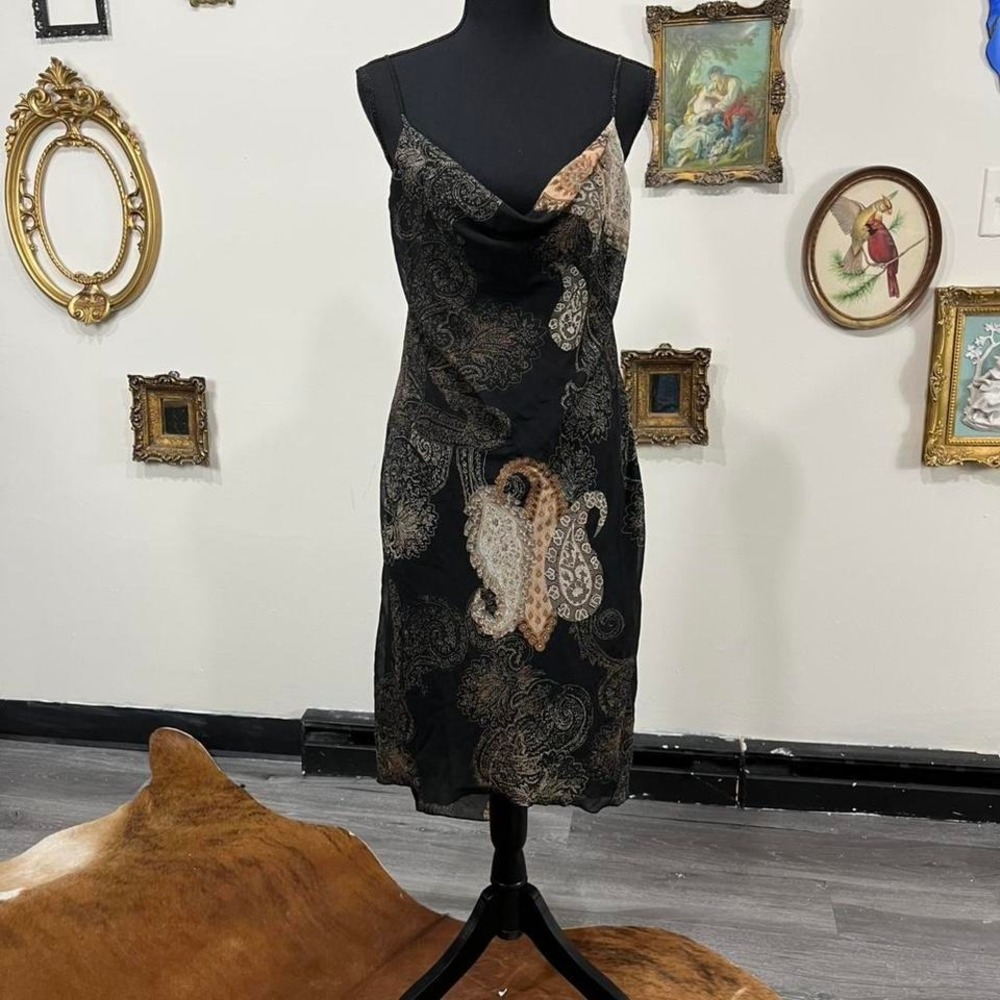 Y2K Vintage Mandie Cowl Neck Paisley Slip Dress – Size Large